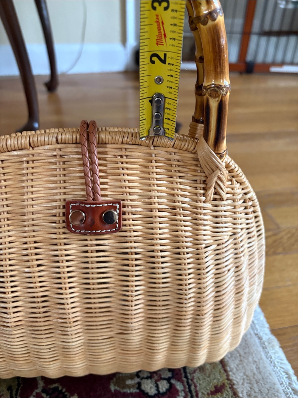 J. McLaughlin Woven Bamboo-Handle Straw Tote - Tan - Picture 4 of 9